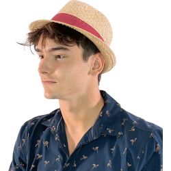 COLMAN Chapeau petit bord en paille raphia | Herman Belgium