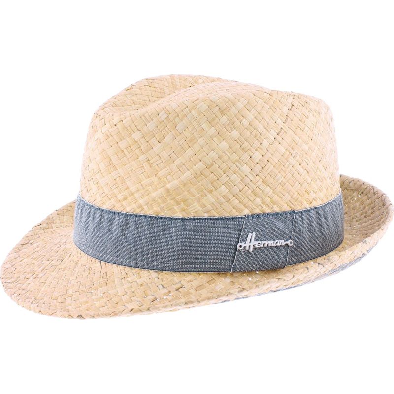 COLMAN Chapeau petit bord en paille raphia | Herman Belgium