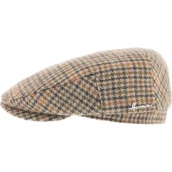 Casquette plate en pied de poule beige Herman