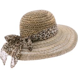 Capeline Herman en paille jonc de mer garni d'un foulard imprimé léopard