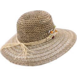 Capeline Herman en paille jonc de mer garni d''une ceinture en perles