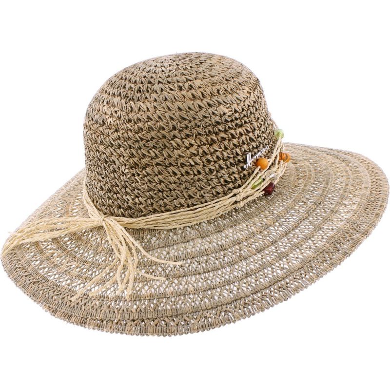 Capeline Herman en paille jonc de mer garni d''une ceinture en perles
