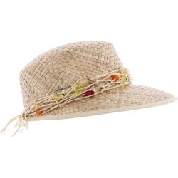 Casquette Herman en paille naturelle garni d''une ceinture en perles
