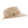 Casquette Herman en paille naturelle garni d''une ceinture en perles