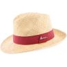 Chapeau grand bord Herman en paille raphia uni avec gros grain rouge
