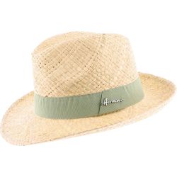 Chapeau grand bord Herman en paille raphia uni avec gros grain vert