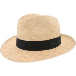 Chapeau grand bord Herman en paille raphia uni avec gros grain noir
