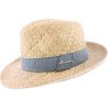 Chapeau grand bord Herman en paille raphia uni avec gros grain denim